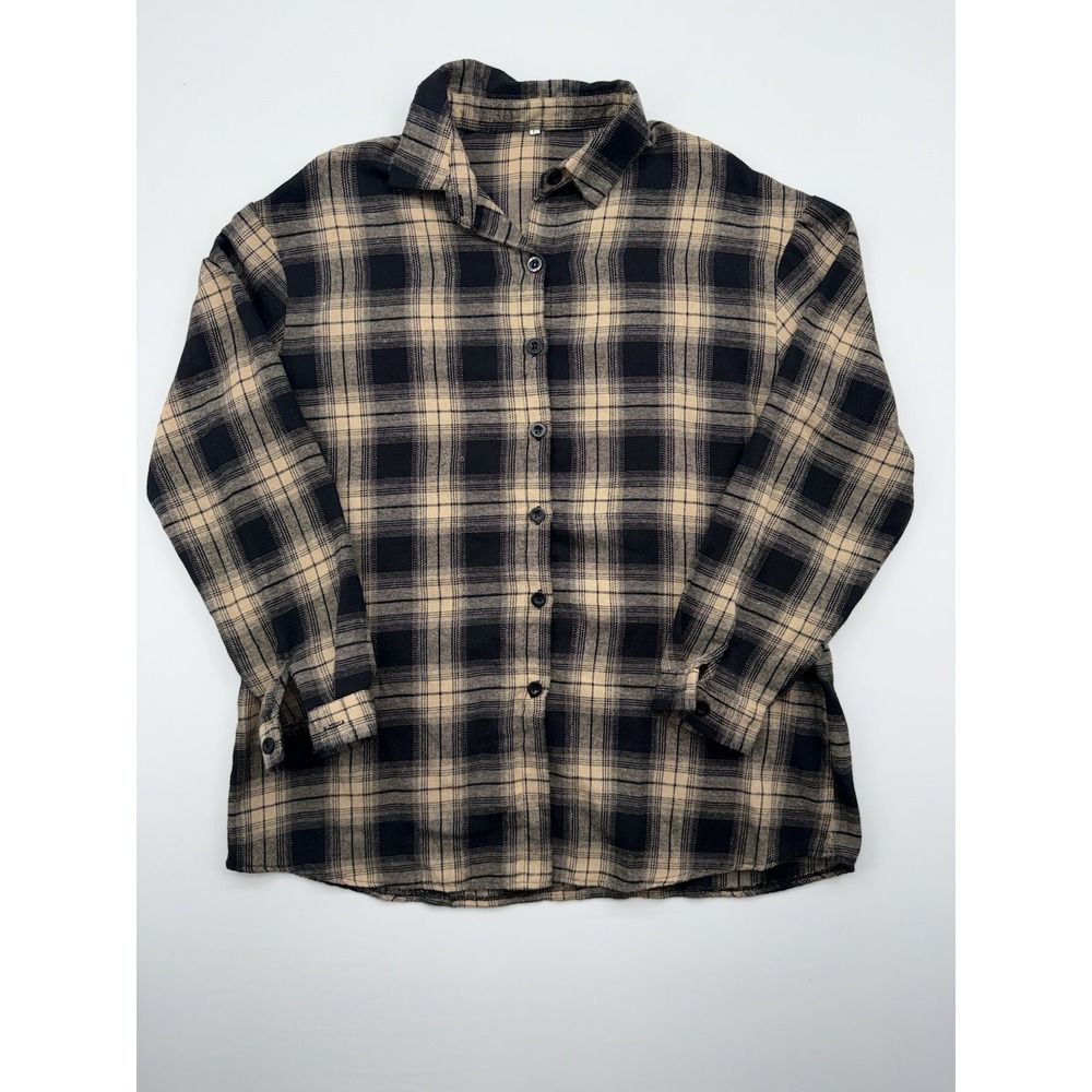 Women's Button Down Flannel Shirts Plaid Shacket Long Sleeve Coll Large